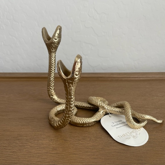 Threshold Double Snake Taper Candle Holder Aluminum Gold - Picture 5 of 8